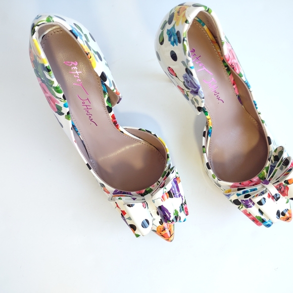 Betsey Johnson Floral Polka Dot D'orsay 4" Heels Indie Sleeze Stiletto Size 7.5 - Picture 8 of 11